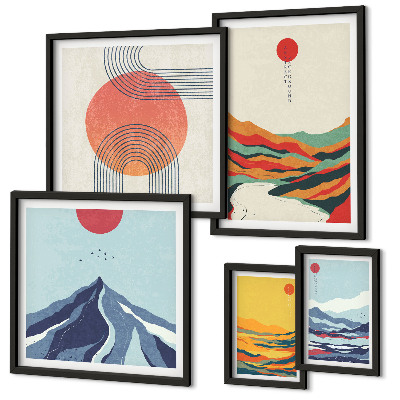 Set di quadri incorniciati Paesaggi montani astratti