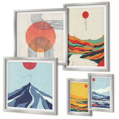 Set di quadri incorniciati Paesaggi montani astratti