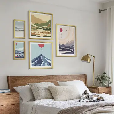 Paesaggi montani astratti quadro con cornice polittico