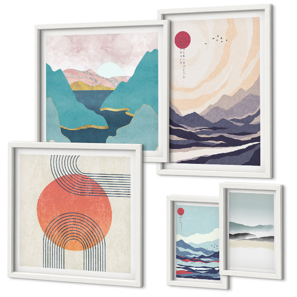 Set di quadri incorniciati Paesaggi montani astratti