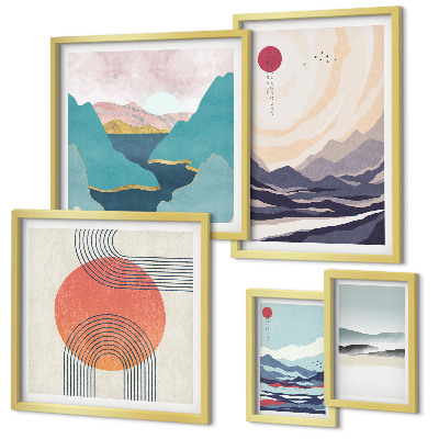 Set di quadri incorniciati Paesaggi montani astratti