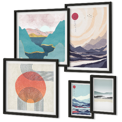 Set di quadri incorniciati Paesaggi montani astratti
