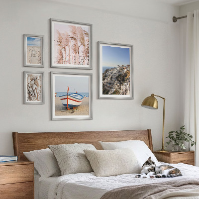 Polittico con cornice Paesaggi, spiagge, edifici bianchi