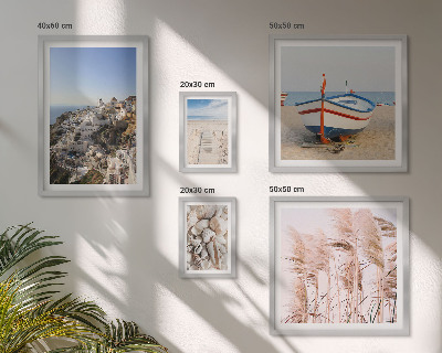 Polittico con cornice Paesaggi, spiagge, edifici bianchi