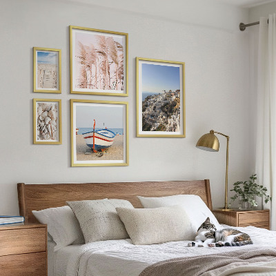 Polittico con cornice Paesaggi, spiagge, edifici bianchi