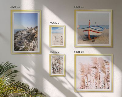 Polittico con cornice Paesaggi, spiagge, edifici bianchi