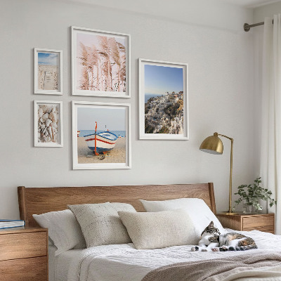 Polittico con cornice Paesaggi, spiagge, edifici bianchi
