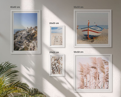 Polittico con cornice Paesaggi, spiagge, edifici bianchi