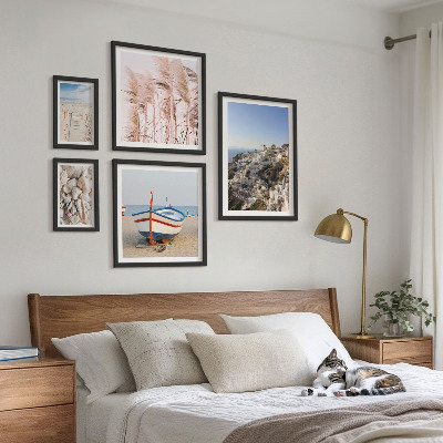 Polittico con cornice Paesaggi, spiagge, edifici bianchi