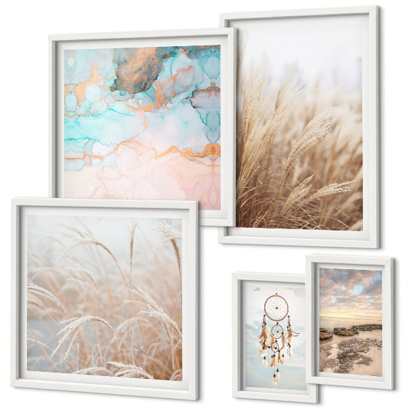 Set di 5 quadri Paesaggi etnici bohémien naturali