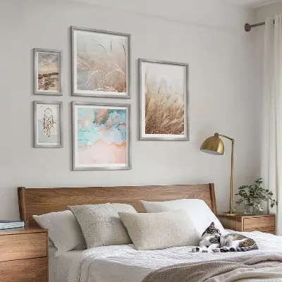 Set di 5 quadri con paesaggi etnici in stile bohémien naturale