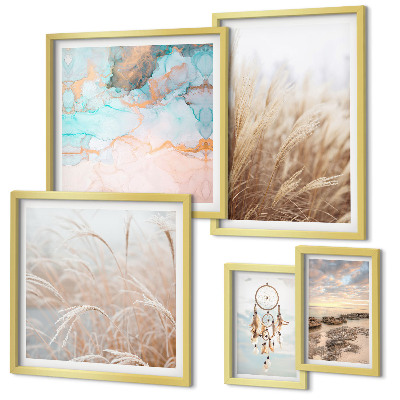 Set di 5 quadri Paesaggi etnici bohémien naturali