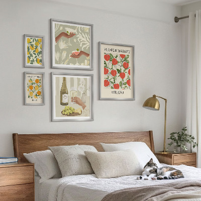 Polittico con cornice Fiera vintage di frutta e fiori