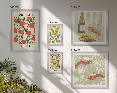 Polittico con cornice Fiera vintage di frutta e fiori