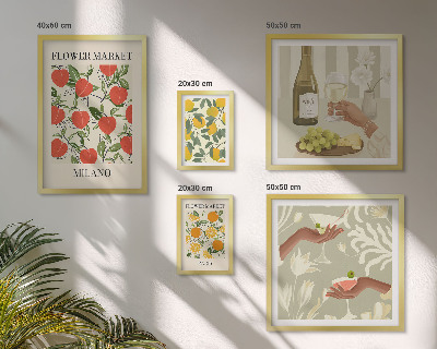 Polittico con cornice Fiera vintage di frutta e fiori