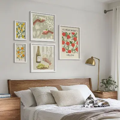 Fiera vintage di frutta e fiori polittico con cornice