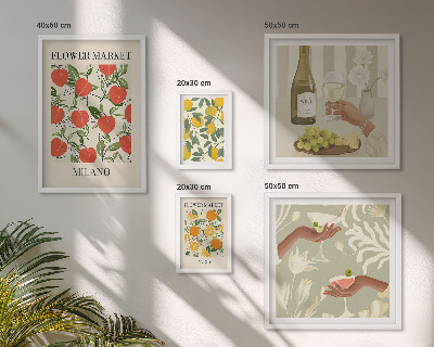 Polittico con cornice Fiera vintage di frutta e fiori