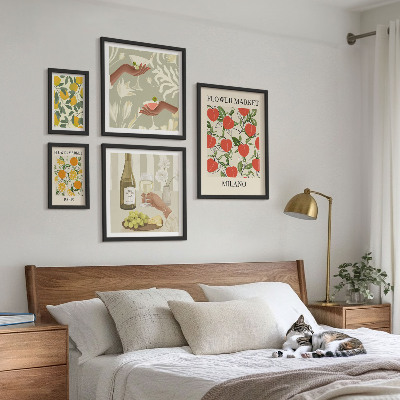 Polittico con cornice Fiera vintage di frutta e fiori