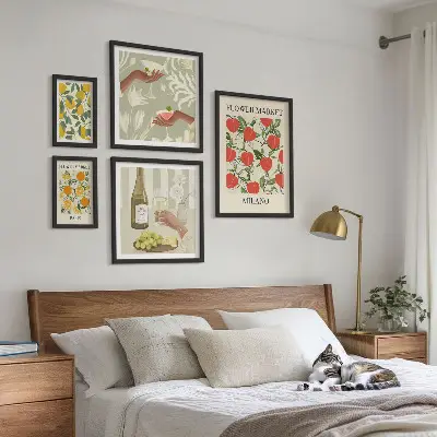 Fiera vintage di frutta e fiori polittico con cornice