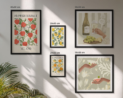 Polittico con cornice Fiera vintage di frutta e fiori