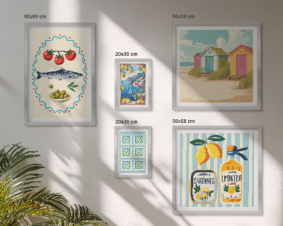 Set di 5 quadri Sapori della cucina mediterranea