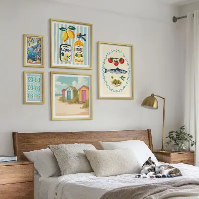 Set di 5 quadri con stampa a tema sapori della cucina mediterranea