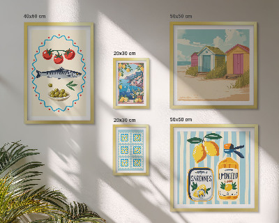 Set di 5 quadri Sapori della cucina mediterranea
