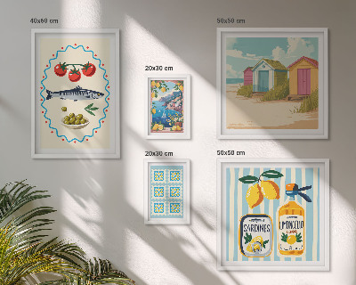 Set di 5 quadri Sapori della cucina mediterranea