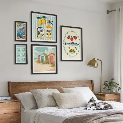 Set di 5 quadri con stampa a tema sapori della cucina mediterranea