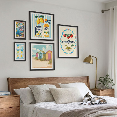 Set di 5 quadri Sapori della cucina mediterranea