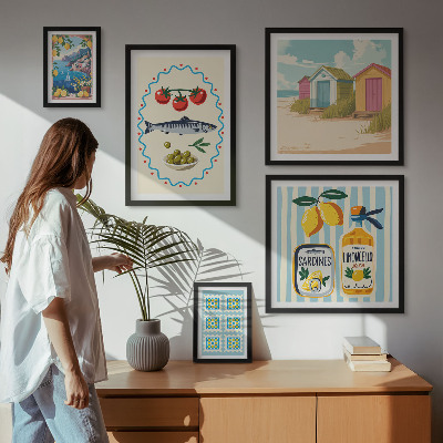 Set di 5 quadri Sapori della cucina mediterranea