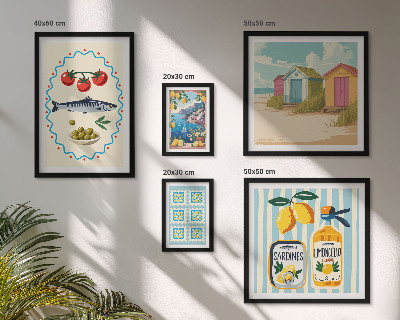 Set di 5 quadri Sapori della cucina mediterranea