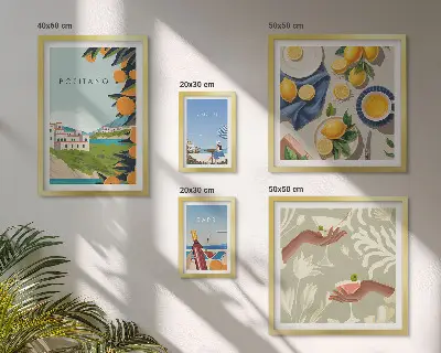 Set di 5 quadri con stampa a tema vacanze italiane Amalfi e Capri