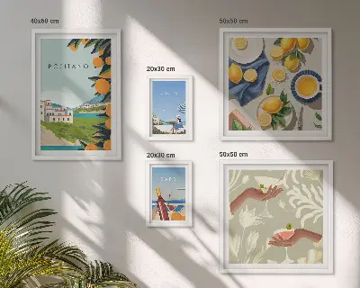 Set di 5 quadri con stampa a tema vacanze italiane Amalfi e Capri