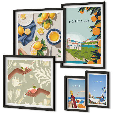 Set di 5 quadri Vacanze italiane Amalfi Capri