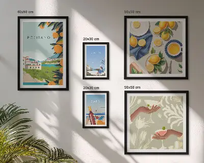 Set di 5 quadri con stampa a tema vacanze italiane Amalfi e Capri