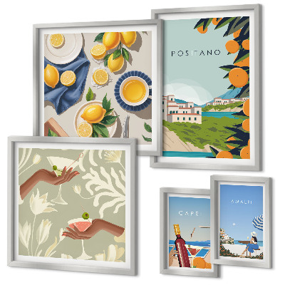 Set di 5 quadri Vacanze italiane Amalfi Capri