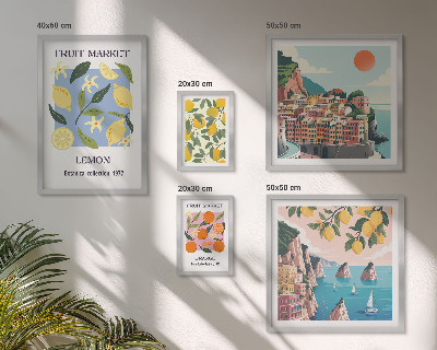 Set di quadri incorniciati Paesaggi di frutta vintage