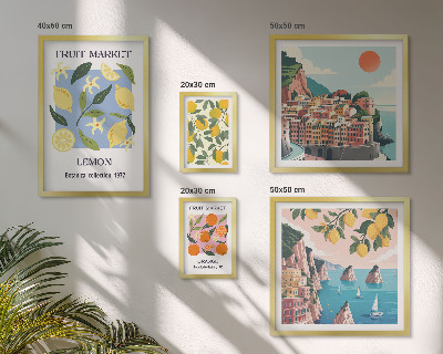 Set di quadri incorniciati Paesaggi di frutta vintage
