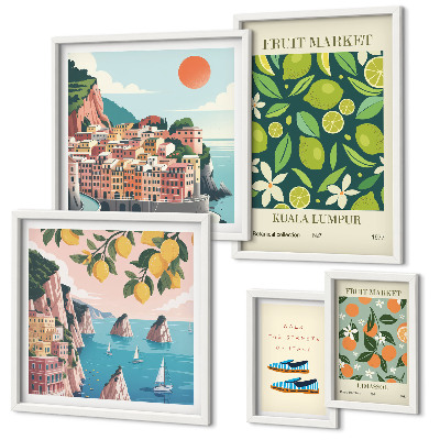 Set di 5 quadri Vacanza ai frutti tropicali