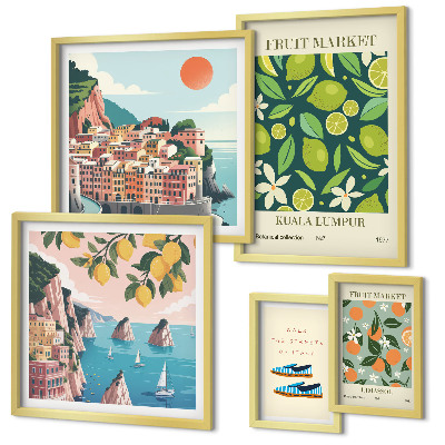 Set di 5 quadri Vacanza ai frutti tropicali