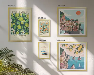Set di 5 quadri con stampa di vacanza ai frutti tropicali