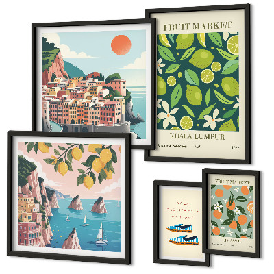 Set di 5 quadri Vacanza ai frutti tropicali