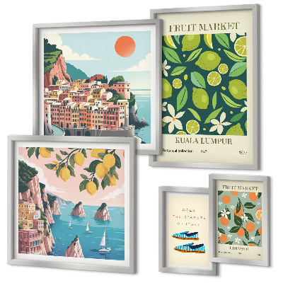 Set di 5 quadri Vacanza ai frutti tropicali