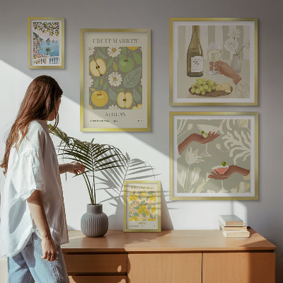 Set di quadri incorniciati Illustrazioni suggestive degli anni '70