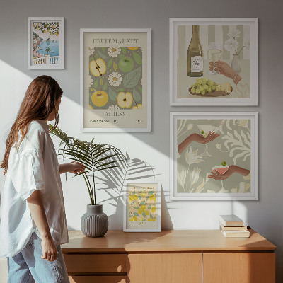 Set di quadri incorniciati Illustrazioni suggestive degli anni '70