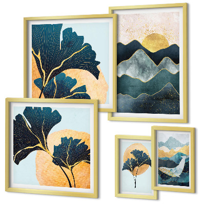 Polittico con cornice Incantevoli paesaggi montani con vegetazione