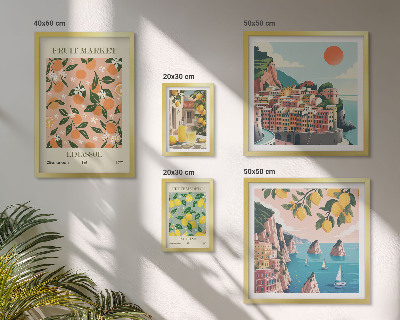 Set di 5 quadri Mercati di frutta sul lungomare