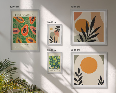 Set di 5 quadri Motivi retrò di frutta tropicale