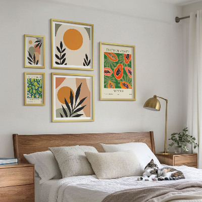 Set di 5 quadri Motivi retrò di frutta tropicale